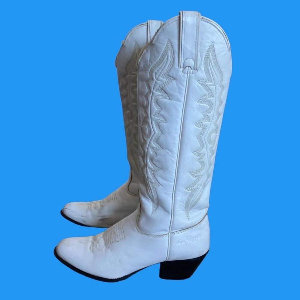Vintage kenny rogers white branded cowboy boots